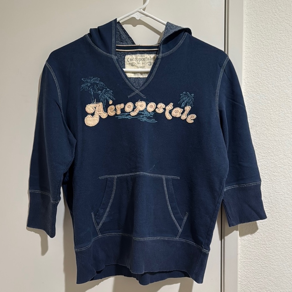 VINTAGE Aeropostale Dark Blue Pullover with Logo 3/4 sleeves